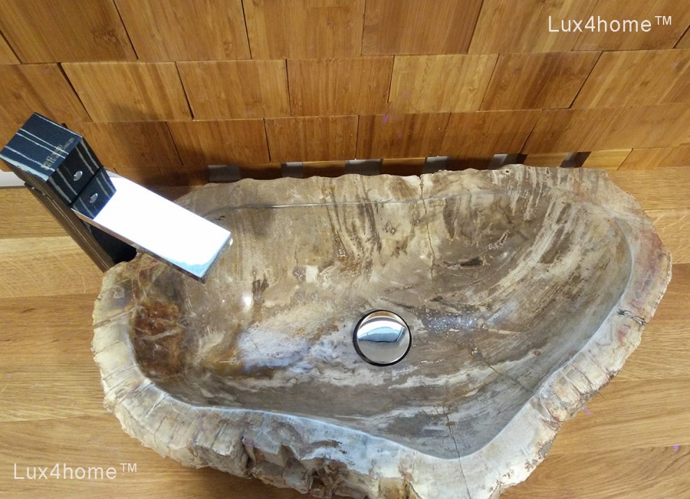 Kamienna umywalka ze skamienialego drewna